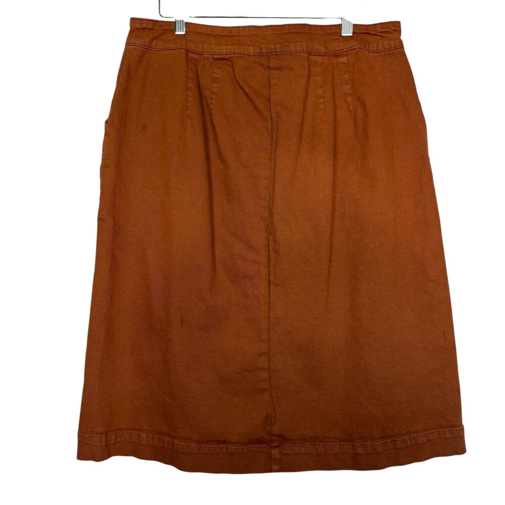 Cato Rust Brown Midi Length Stretchy Button Front Skirt Size 12 - Picture 3 of 5